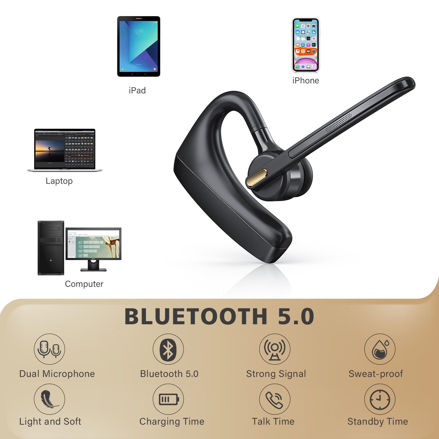 W095 Wireless Noise Canceling Bluetooth Headset