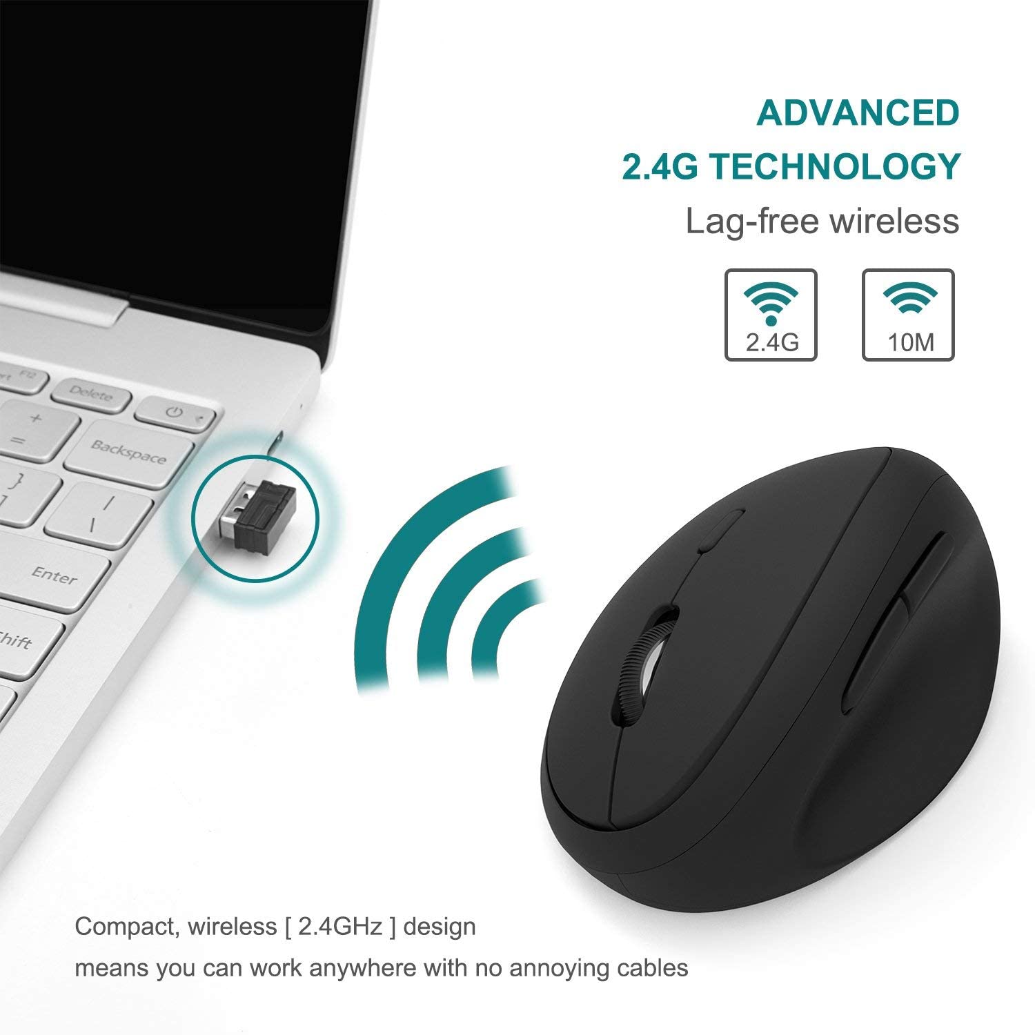 MV009 Vertical Wireless Mouse (2.4G USB Wireless + 1 AA Battery operated)