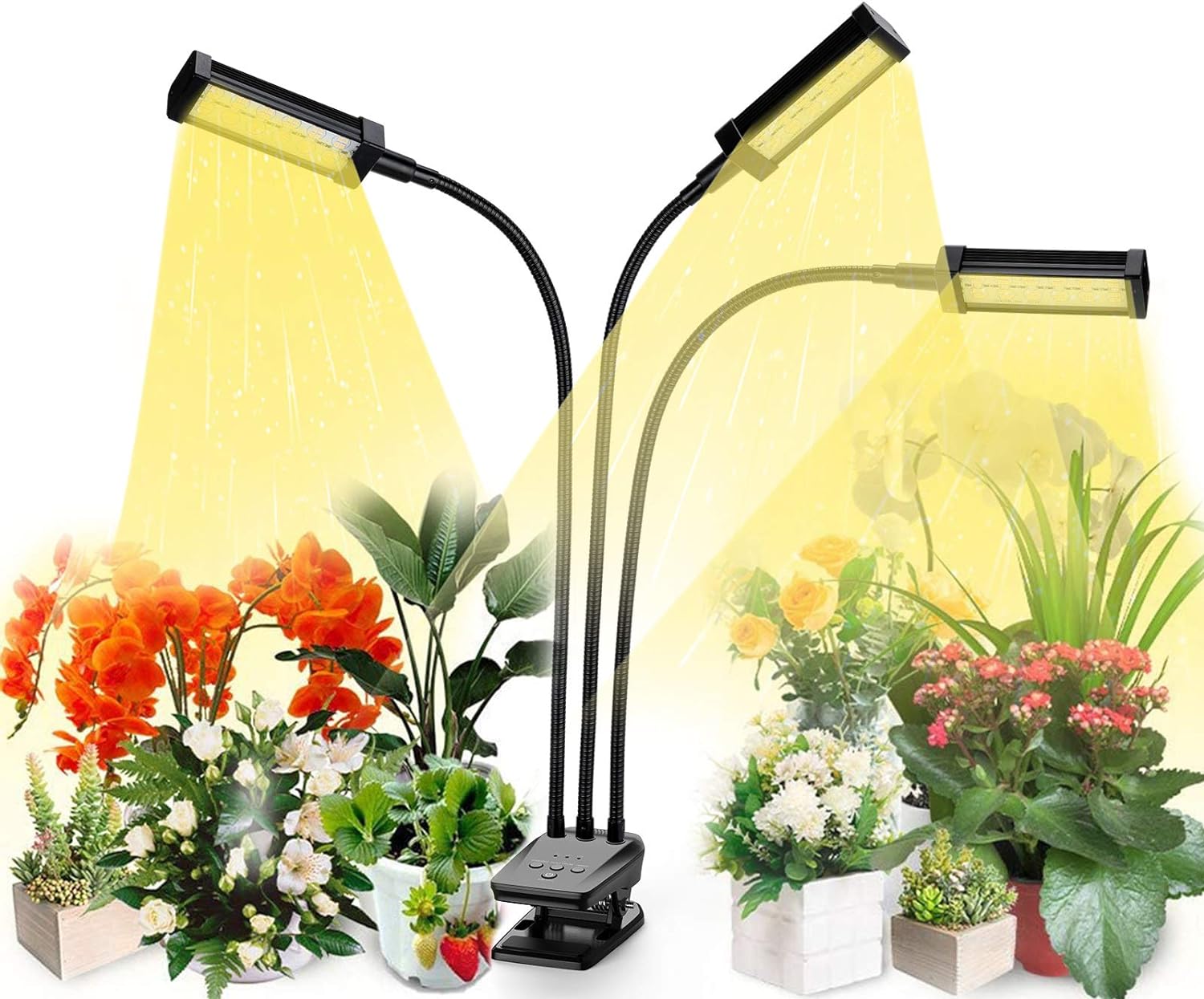 SP312 Grow Light for Indoor Plant, Full Spectrum Plant Grow Light with Desk Clip, 0-24H Timer, 4 Switch Modes for Succulents, Seedlings, House Garden