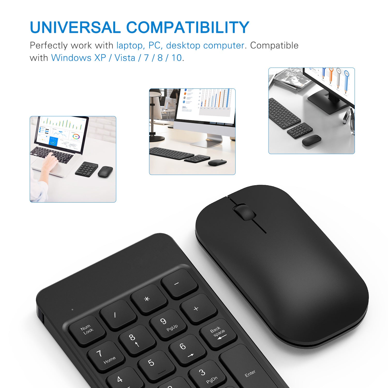 N026C Rechargeable Wireless Number Pad and Mouse Combo