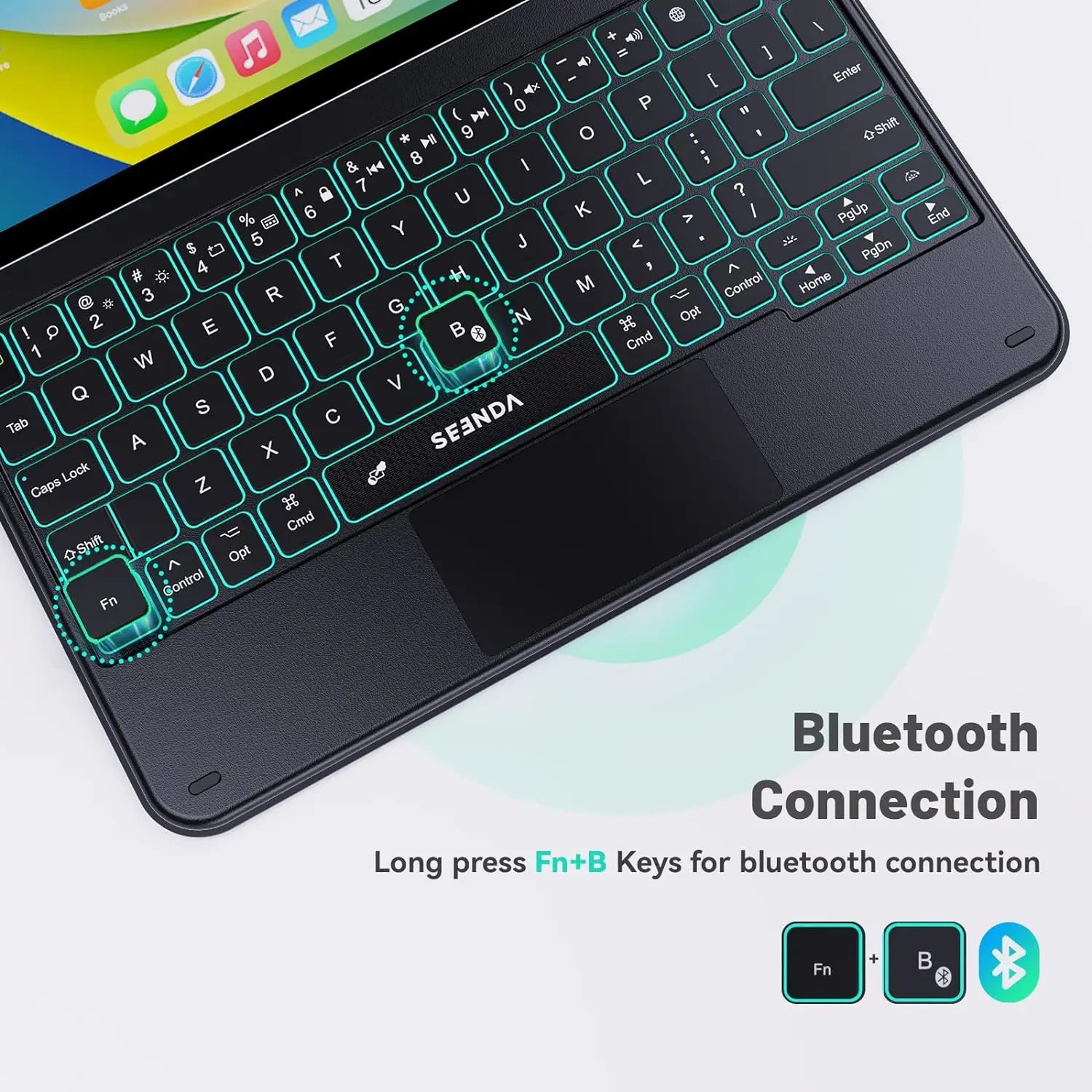 k11 7-Color Backlit Keyboard Case for iPad