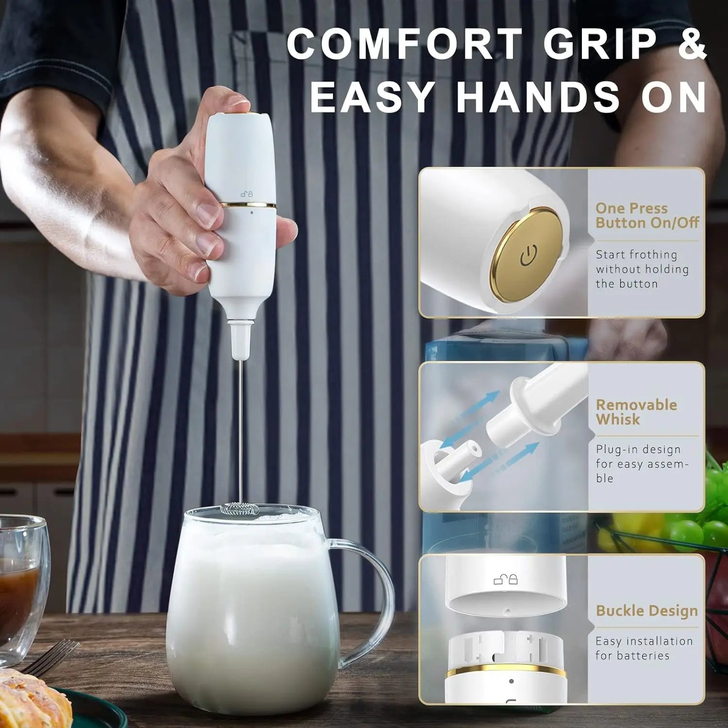 M576 Milk Frother Handheld Foam Makfer for Coffee