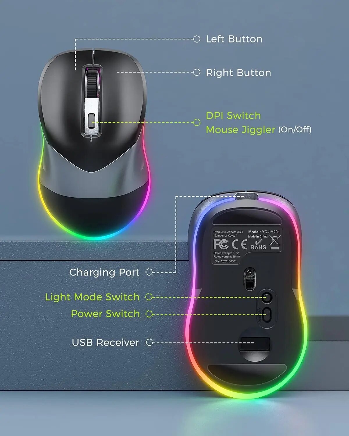 M201 LED Backlit Wireless Mouse Jiggler