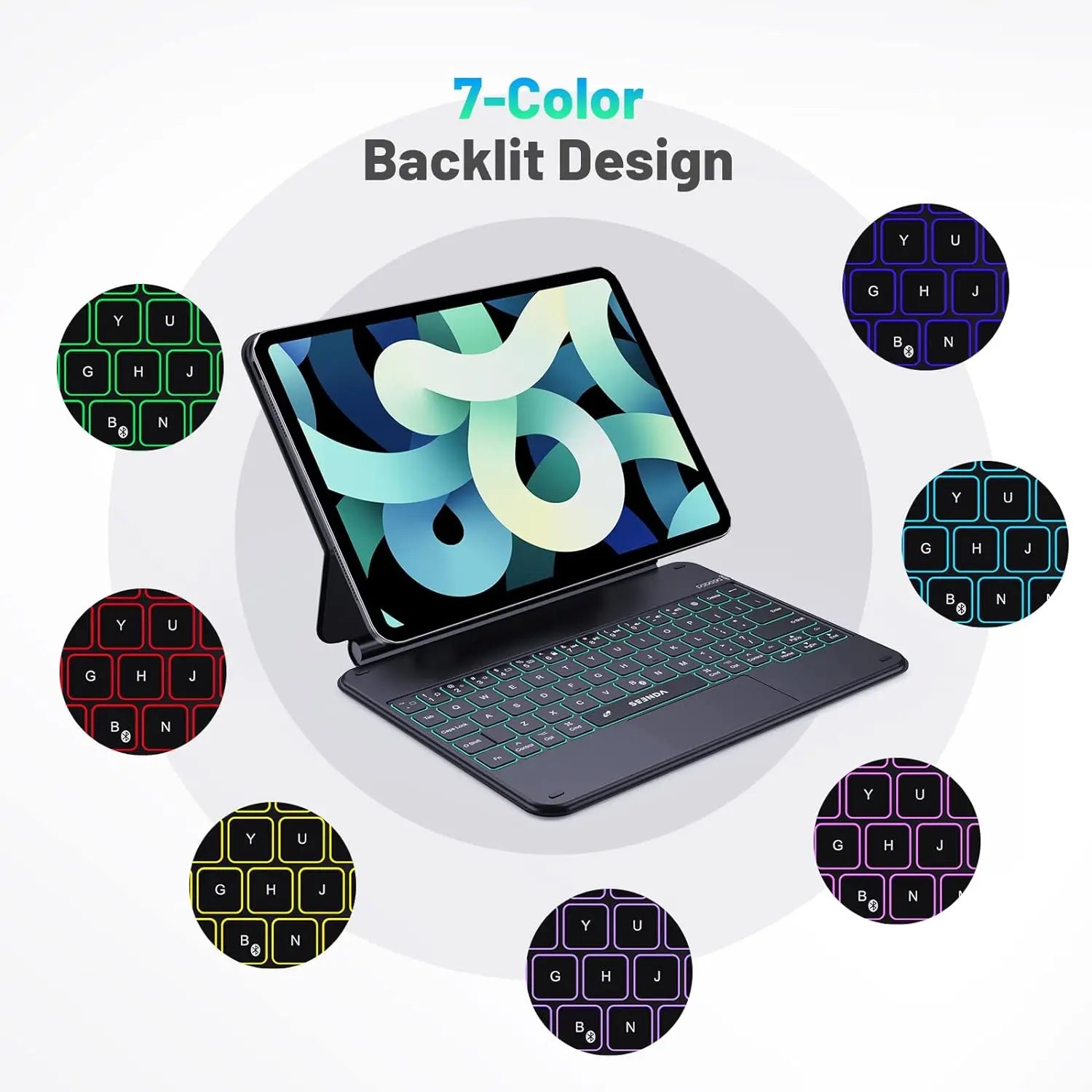 k11 7-Color Backlit Keyboard Case for iPad